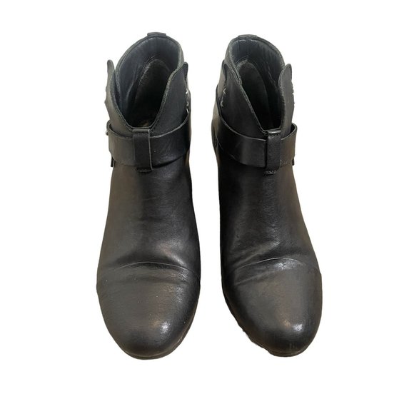 Rag & Bone Black Leather Harrow Boots Size 38 Edgy Moto Biker - Picture 7 of 10